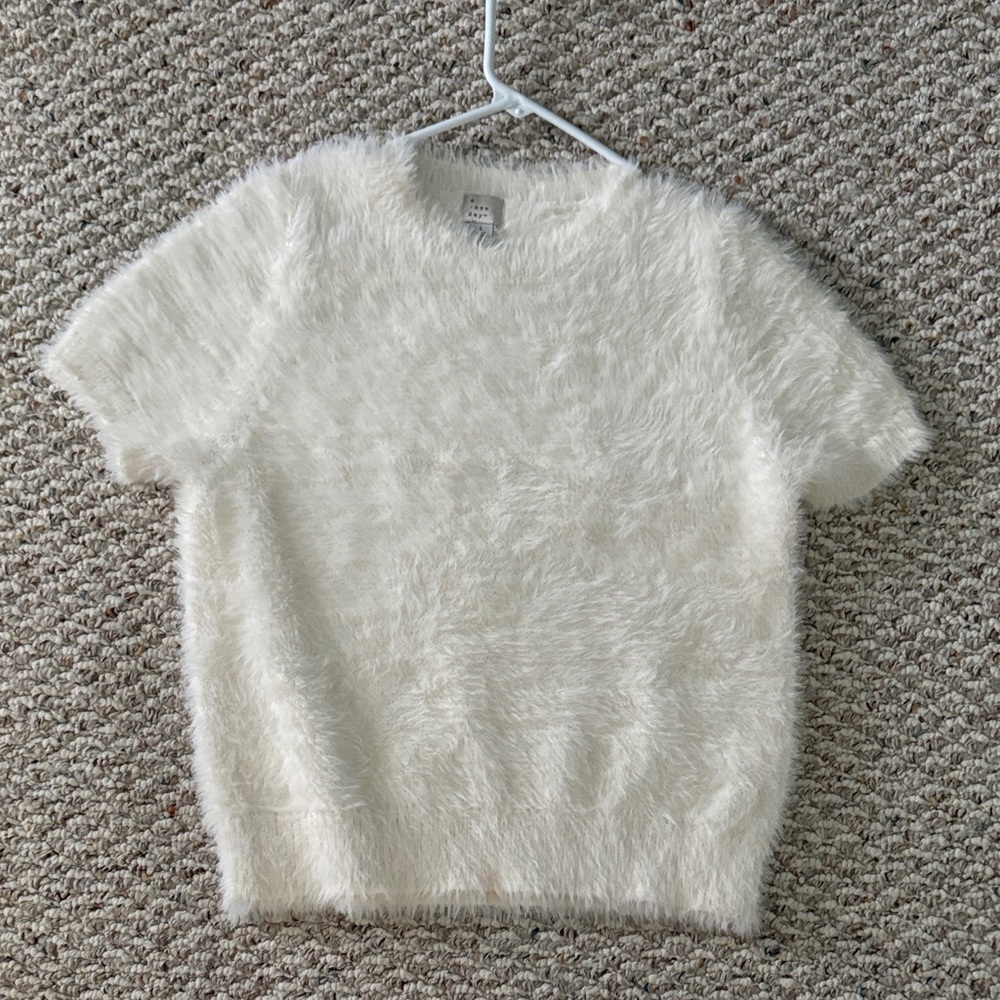 a new day Soft White Fuzzy Sweater